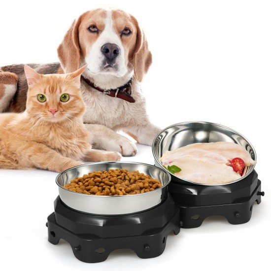 2PCS Elevated Pet Food Dish Raised Dog Bowl Detachable Washable 5.5 Inches Bowl Anti-slip Silione Mat Design for Home Daily Feeding Use 2PCS Elevated Pet Food Dish Raised Dog Bowl Detachable Washable 5.5 Inches Bowl Anti-slip Silione Mat Design for Home Daily Feeding Use