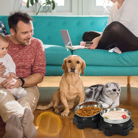 2PCS Elevated Pet Food Dish Raised Dog Bowl Detachable Washable 5.5 Inches Bowl Anti-slip Silione Mat Design for Home Daily Feeding Use 2PCS Elevated Pet Food Dish Raised Dog Bowl Detachable Washable 5.5 Inches Bowl Anti-slip Silione Mat Design for Home Daily Feeding Use