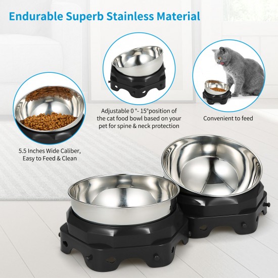 2PCS Elevated Pet Food Dish Raised Dog Bowl Detachable Washable 5.5 Inches Bowl Anti-slip Silione Mat Design for Home Daily Feeding Use 2PCS Elevated Pet Food Dish Raised Dog Bowl Detachable Washable 5.5 Inches Bowl Anti-slip Silione Mat Design for Home Daily Feeding Use