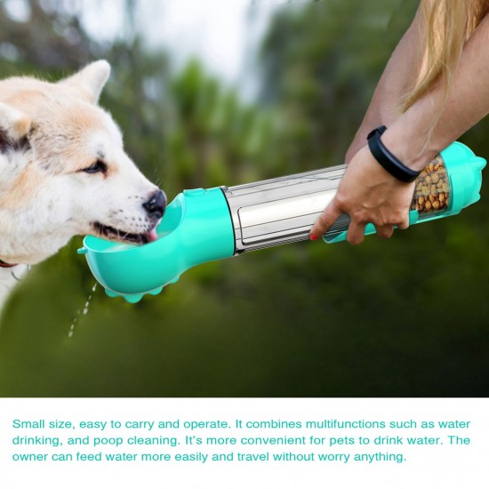 Pet Water Bottle, Dog Travel Leak Proof Water Cup 500ml 4-in-1 dispenser drinking bowl with Garbage Shovel Food Container Trash Bag Box Pet Water Bottle, Dog Travel Leak Proof Water Cup 500ml 4-in-1 dispenser drinking bowl with Garbage Shovel Food Container Trash Bag Box