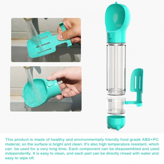 Pet Water Bottle, Dog Travel Leak Proof Water Cup 500ml 4-in-1 dispenser drinking bowl with Garbage Shovel Food Container Trash Bag Box Pet Water Bottle, Dog Travel Leak Proof Water Cup 500ml 4-in-1 dispenser drinking bowl with Garbage Shovel Food Container Trash Bag Box