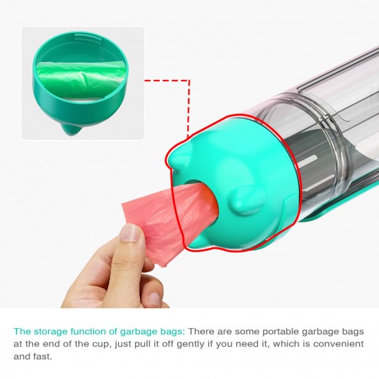 Pet Water Bottle, Dog Travel Leak Proof Water Cup 500ml 4-in-1 dispenser drinking bowl with Garbage Shovel Food Container Trash Bag Box Pet Water Bottle, Dog Travel Leak Proof Water Cup 500ml 4-in-1 dispenser drinking bowl with Garbage Shovel Food Container Trash Bag Box