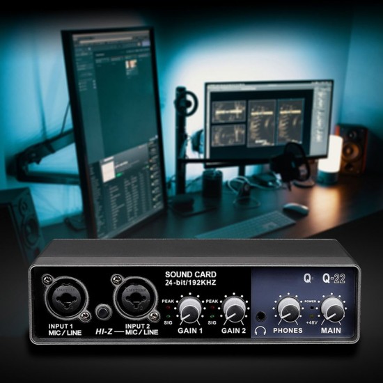 Portable Audio Interface USB Sound Card Mic Preamplifier Computers Recording Tuning Digital Mixing Equipment Portable Audio Interface USB Sound Card Mic Preamplifier Computers Recording Tuning Digital Mixing Equipment