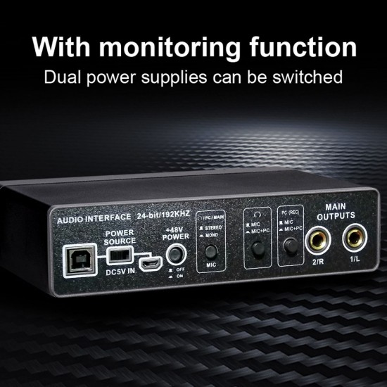 Portable Audio Interface USB Sound Card Mic Preamplifier Computers Recording Tuning Digital Mixing Equipment Portable Audio Interface USB Sound Card Mic Preamplifier Computers Recording Tuning Digital Mixing Equipment