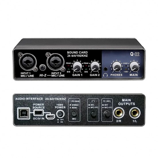 Portable Audio Interface USB Sound Card Mic Preamplifier Computers Recording Tuning Digital Mixing Equipment Portable Audio Interface USB Sound Card Mic Preamplifier Computers Recording Tuning Digital Mixing Equipment