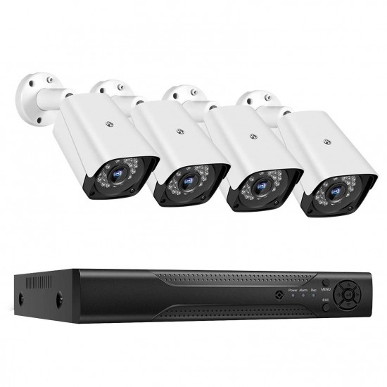 Security Cameras System 4CH 1080P WiFi Surveillance DVR Kit with 4 Weatherproof IP67 2.0MP IP Network Cameras 98ft IR-cut Night Vision P2P Remote Access US Plug Security Cameras System 4CH 1080P WiFi Surveillance DVR Kit with 4 Weatherproof IP67 2.0MP IP Network Cameras 98ft IR-cut Night Vision P2P Remote Access US Plug