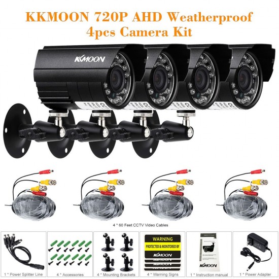 4pcs AHD 720P Weatherproof CCTV Cameras Kit IR CUT Color CMOS Home Security System 3.6mm 4pcs AHD 720P Weatherproof CCTV Cameras Kit IR CUT Color CMOS Home Security System 3.6mm