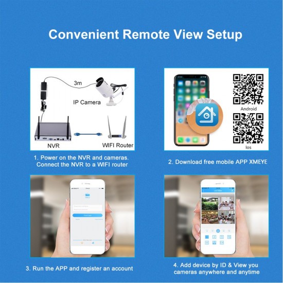 8CH NVR Wireless NVR Kit Security Surveillance System + 4Pcs 2MP 1080P WIFI Home Security Camera Night Vision P2P Motion Detection Alarm Trigger US Plug 8CH NVR Wireless NVR Kit Security Surveillance System + 4Pcs 2MP 1080P WIFI Home Security Camera Night Vision P2P Motion Detection Alarm Trigger US Plug