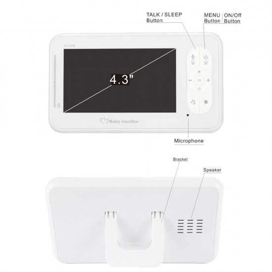 4.3inch Wireless Video Baby Monitor 2 Way Talk Baby Monitor with Camera Support 4 Cameras VOX Mode Temperature Monitoring IR Night Vision Baby Nanny Security Camera 4.3inch Wireless Video Baby Monitor 2 Way Talk Baby Monitor with Camera Support 4 Cameras VOX Mode Temperature Monitoring IR Night Vision Baby Nanny Security Camera