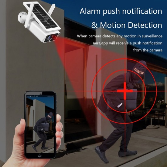 1080P Outdoor Solar Security Camera 2MP Chargeable Battery Wireless WiFi Home Surveillance Camera with PIR Motion Detection, Night Vision, 2-Way Audio, IP66 Waterproof 1080P Outdoor Solar Security Camera 2MP Chargeable Battery Wireless WiFi Home Surveillance Camera with PIR Motion Detection, Night Vision, 2-Way Audio, IP66 Waterproof