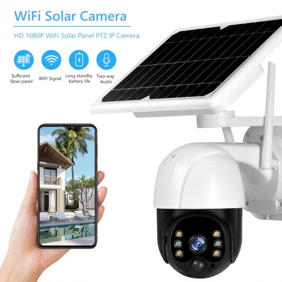 Wireless Solar Panel Security Camera, 3MP Outdoor Surveillance Rechargeable Battery Camera, Night Vision, PIR Motion Detection, IP66 Waterproof, 2-Way Audio Wireless Solar Panel Security Camera, 3MP Outdoor Surveillance Rechargeable Battery Camera, Night Vision, PIR Motion Detection, IP66 Waterproof, 2-Way Audio