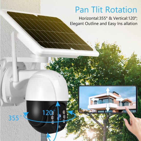 Wireless Solar Panel Security Camera, 3MP Outdoor Surveillance Rechargeable Battery Camera, Night Vision, PIR Motion Detection, IP66 Waterproof, 2-Way Audio Wireless Solar Panel Security Camera, 3MP Outdoor Surveillance Rechargeable Battery Camera, Night Vision, PIR Motion Detection, IP66 Waterproof, 2-Way Audio