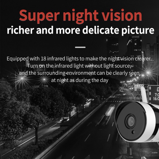 3MP Wireless Security Camera, Outdoor Waterproof WiFi Home Surveillance Bullet Camera with Night Vision, Motion Detection, Two-way Audio, Remote Access, IP66 Waterproof 3MP Wireless Security Camera, Outdoor Waterproof WiFi Home Surveillance Bullet Camera with Night Vision, Motion Detection, Two-way Audio, Remote Access, IP66 Waterproof