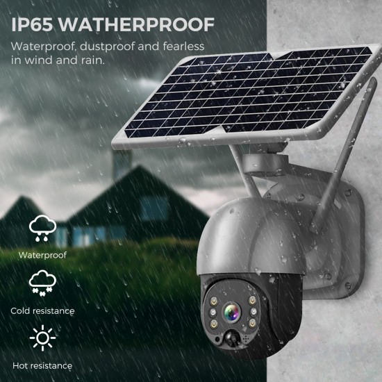 Wireless Solar Panel Security Camera, Wireless Rechargeable Battery Camera 3MP WiFi Home Security Camera with Full Color Night Vision, PIR Human Detection, Two Way Audio, Remote Access, Built-in 6pcs Battery, Silver Wireless Solar Panel Security Camera, Wireless Rechargeable Battery Camera 3MP WiFi Home Security Camera with Full Color Night Vision, PIR Human Detection, Two Way Audio, Remote Access, Built-in 6pcs Battery, Silver