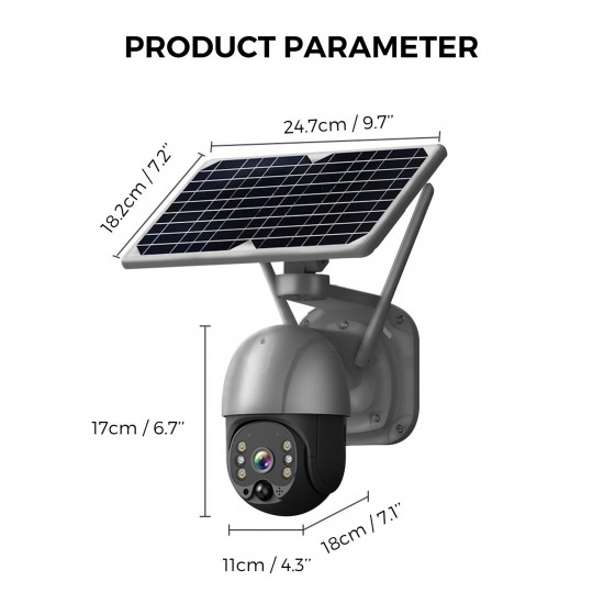 Wireless Solar Panel Security Camera, Wireless Rechargeable Battery Camera 3MP WiFi Home Security Camera with Full Color Night Vision, PIR Human Detection, Two Way Audio, Remote Access, Built-in 6pcs Battery, Silver Wireless Solar Panel Security Camera, Wireless Rechargeable Battery Camera 3MP WiFi Home Security Camera with Full Color Night Vision, PIR Human Detection, Two Way Audio, Remote Access, Built-in 6pcs Battery, Silver