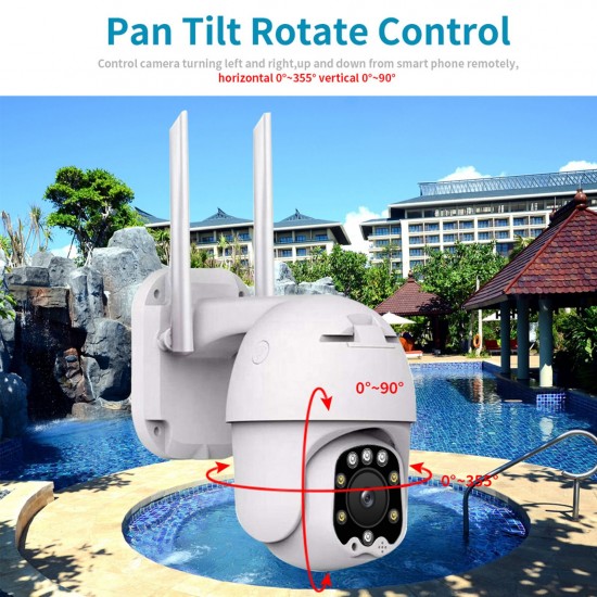 Outdoor Security Camera 3MP PTZ Camera, WiFi Surveillance Cameras for Home Security Camera Support 360° View, Full Color Night Vision, 2-Way Audio, Motion Detection, IP66 Waterproof, Include 32G TF Card Outdoor Security Camera 3MP PTZ Camera, WiFi Surveillance Cameras for Home Security Camera Support 360° View, Full Color Night Vision, 2-Way Audio, Motion Detection, IP66 Waterproof, Include 32G TF Card