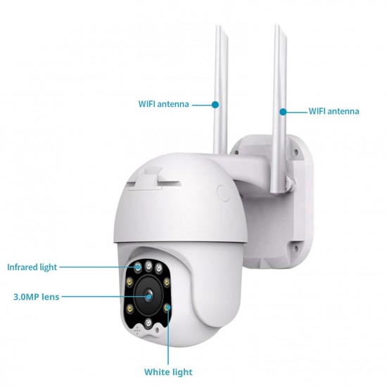 Outdoor Security Camera 3MP PTZ Camera, WiFi Surveillance Cameras for Home Security Camera Support 360° View, Full Color Night Vision, 2-Way Audio, Motion Detection, IP66 Waterproof, Include 32G TF Card Outdoor Security Camera 3MP PTZ Camera, WiFi Surveillance Cameras for Home Security Camera Support 360° View, Full Color Night Vision, 2-Way Audio, Motion Detection, IP66 Waterproof, Include 32G TF Card