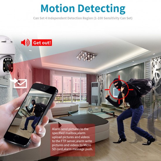 Outdoor Security Camera 3MP PTZ Camera, WiFi Surveillance Cameras for Home Security Camera Support 360° View, Full Color Night Vision, 2-Way Audio, Motion Detection, IP66 Waterproof, Include 32G TF Card Outdoor Security Camera 3MP PTZ Camera, WiFi Surveillance Cameras for Home Security Camera Support 360° View, Full Color Night Vision, 2-Way Audio, Motion Detection, IP66 Waterproof, Include 32G TF Card