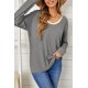 Gray Round Neck Loose Long Sleeve Top Gray Round Neck Loose Long Sleeve Top