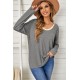 Gray Round Neck Loose Long Sleeve Top Gray Round Neck Loose Long Sleeve Top