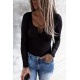 Black Ribbed Lace up Slim Fit Knit Long Sleeve Top Black Ribbed Lace up Slim Fit Knit Long Sleeve Top