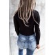 Black Ribbed Lace up Slim Fit Knit Long Sleeve Top Black Ribbed Lace up Slim Fit Knit Long Sleeve Top