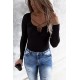 Black Ribbed Lace up Slim Fit Knit Long Sleeve Top Black Ribbed Lace up Slim Fit Knit Long Sleeve Top