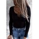 Black Ribbed Lace up Slim Fit Knit Long Sleeve Top Black Ribbed Lace up Slim Fit Knit Long Sleeve Top