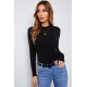 Black Mock Neck Crisp Trim Ribbed Basic Top Black Mock Neck Crisp Trim Ribbed Basic Top