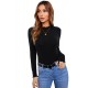 Black Mock Neck Crisp Trim Ribbed Basic Top Black Mock Neck Crisp Trim Ribbed Basic Top