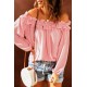 Pink Puff Sleeve Ruffled Off Shoulder Blouse Pink Puff Sleeve Ruffled Off Shoulder Blouse