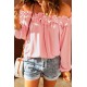Pink Puff Sleeve Ruffled Off Shoulder Blouse Pink Puff Sleeve Ruffled Off Shoulder Blouse