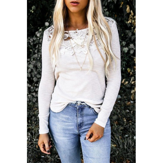 Lace Splicing Hollow Out Blouse Lace Splicing Hollow Out Blouse