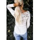 Lace Splicing Hollow Out Blouse Lace Splicing Hollow Out Blouse