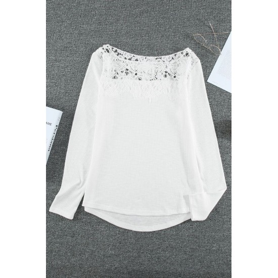 Lace Splicing Hollow Out Blouse Lace Splicing Hollow Out Blouse