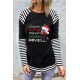Christmas Graphic Print Striped Splicing Long Sleeve Top Christmas Graphic Print Striped Splicing Long Sleeve Top