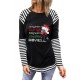 Christmas Graphic Print Striped Splicing Long Sleeve Top Christmas Graphic Print Striped Splicing Long Sleeve Top