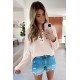 Apricot Cotton Knit Grommet Top Apricot Cotton Knit Grommet Top