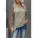 Mocha Leopard Print Waffle Knit Long Sleeve Top Mocha Leopard Print Waffle Knit Long Sleeve Top