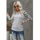 Gray Ombre Leopard Print Stripe Splice Long Sleeve Top Gray Ombre Leopard Print Stripe Splice Long Sleeve Top