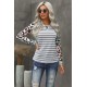 Gray Ombre Leopard Print Stripe Splice Long Sleeve Top Gray Ombre Leopard Print Stripe Splice Long Sleeve Top