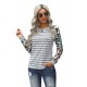 Gray Ombre Leopard Print Stripe Splice Long Sleeve Top Gray Ombre Leopard Print Stripe Splice Long Sleeve Top
