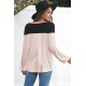 Apricot Round Neck Long Sleeve Color Block Tunic Top Apricot Round Neck Long Sleeve Color Block Tunic Top