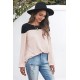 Apricot Round Neck Long Sleeve Color Block Tunic Top Apricot Round Neck Long Sleeve Color Block Tunic Top