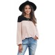 Apricot Round Neck Long Sleeve Color Block Tunic Top Apricot Round Neck Long Sleeve Color Block Tunic Top