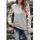 Gray Round Neck Leopard Long Sleeve Top Gray Round Neck Leopard Long Sleeve Top