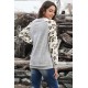 Gray Round Neck Leopard Long Sleeve Top Gray Round Neck Leopard Long Sleeve Top