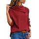 Burgundy Asymmetric Cowl Neck Ribbed Knit Top Burgundy Asymmetric Cowl Neck Ribbed Knit Top