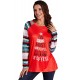 Red Letter Print Striped Long Sleeve T-shirt Red Letter Print Striped Long Sleeve T-shirt