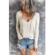 V Neck Drawstring Long Sleeve T-shirt V Neck Drawstring Long Sleeve T-shirt